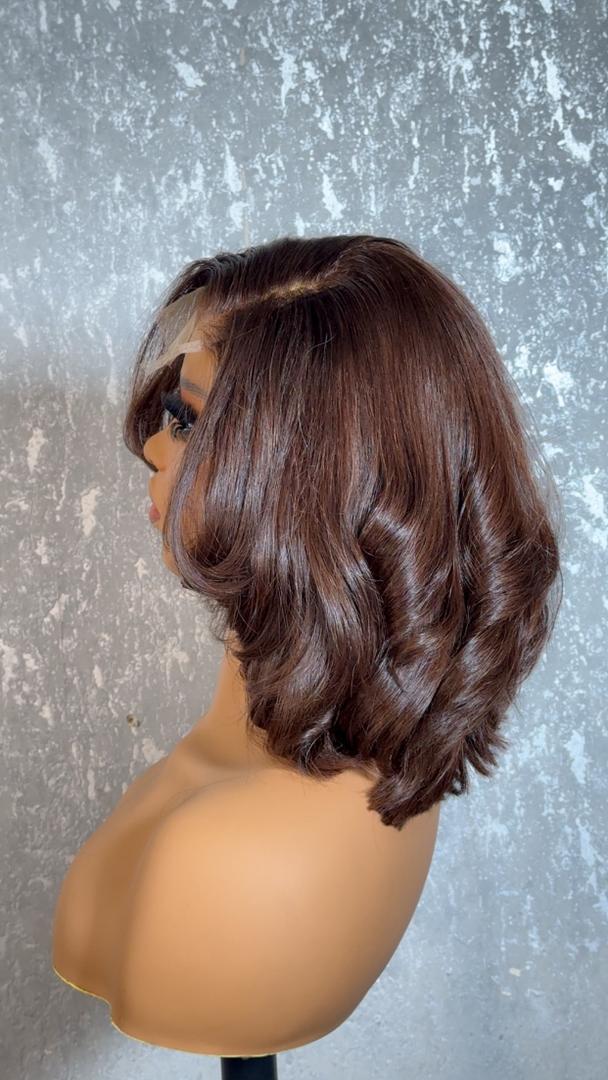 Vietnamese layered bob chestnut brown 12 inches 5by5