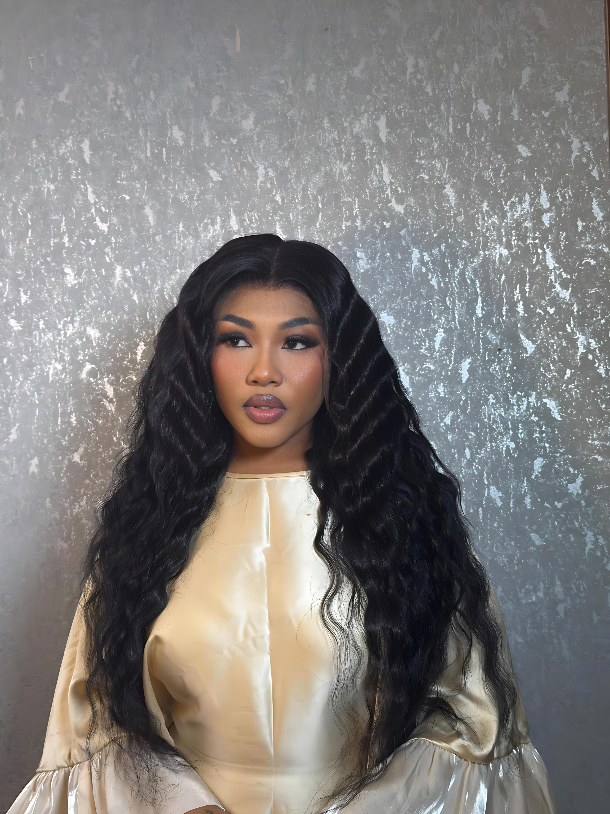 28 inches jet black frontal crimped curls Hd lace