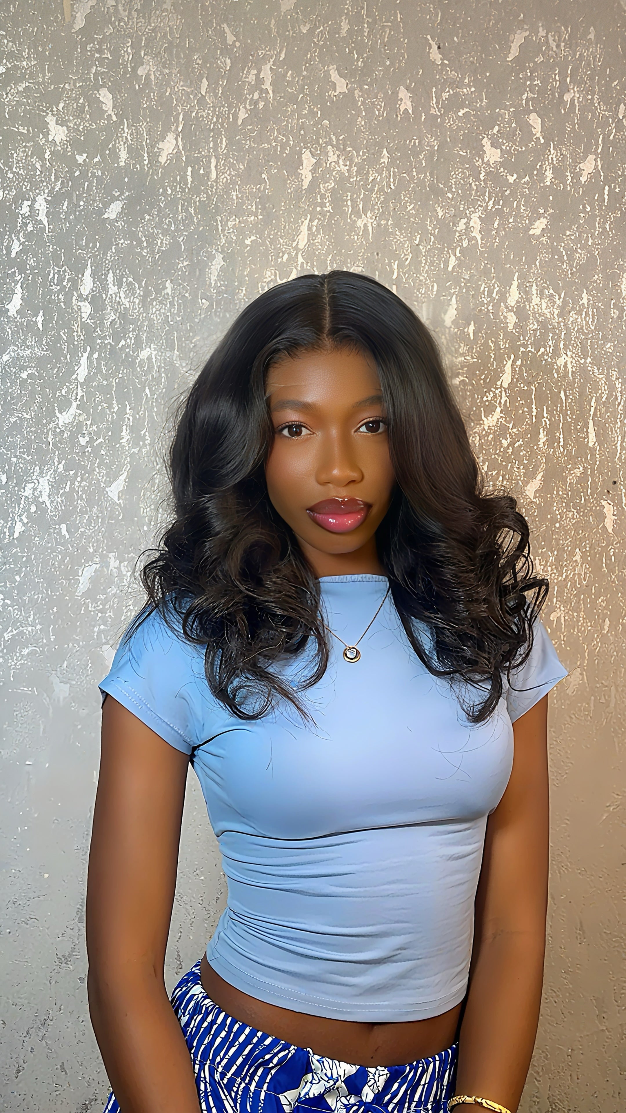 "Effortless Elegance 16 inches of pure perfection
Pre-styled & lace-ready with a matching 5x5 HD lace