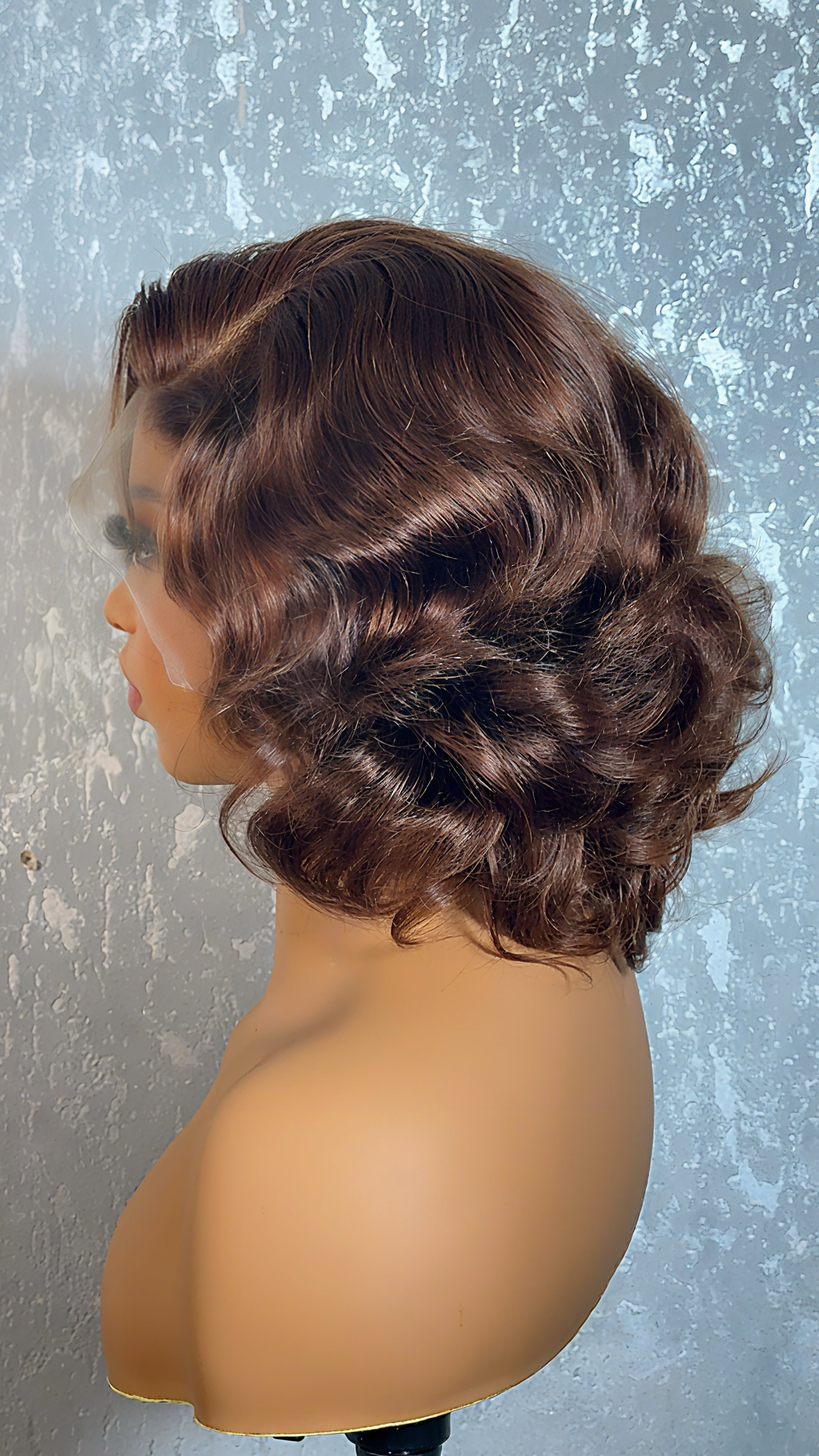 12” DD  frontal cambodian bounce in chestnut brown